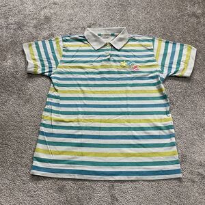 Nancy Lopez Polo Shirt Women Medium Multicolor Striped Short Sleeve Golf  Casual